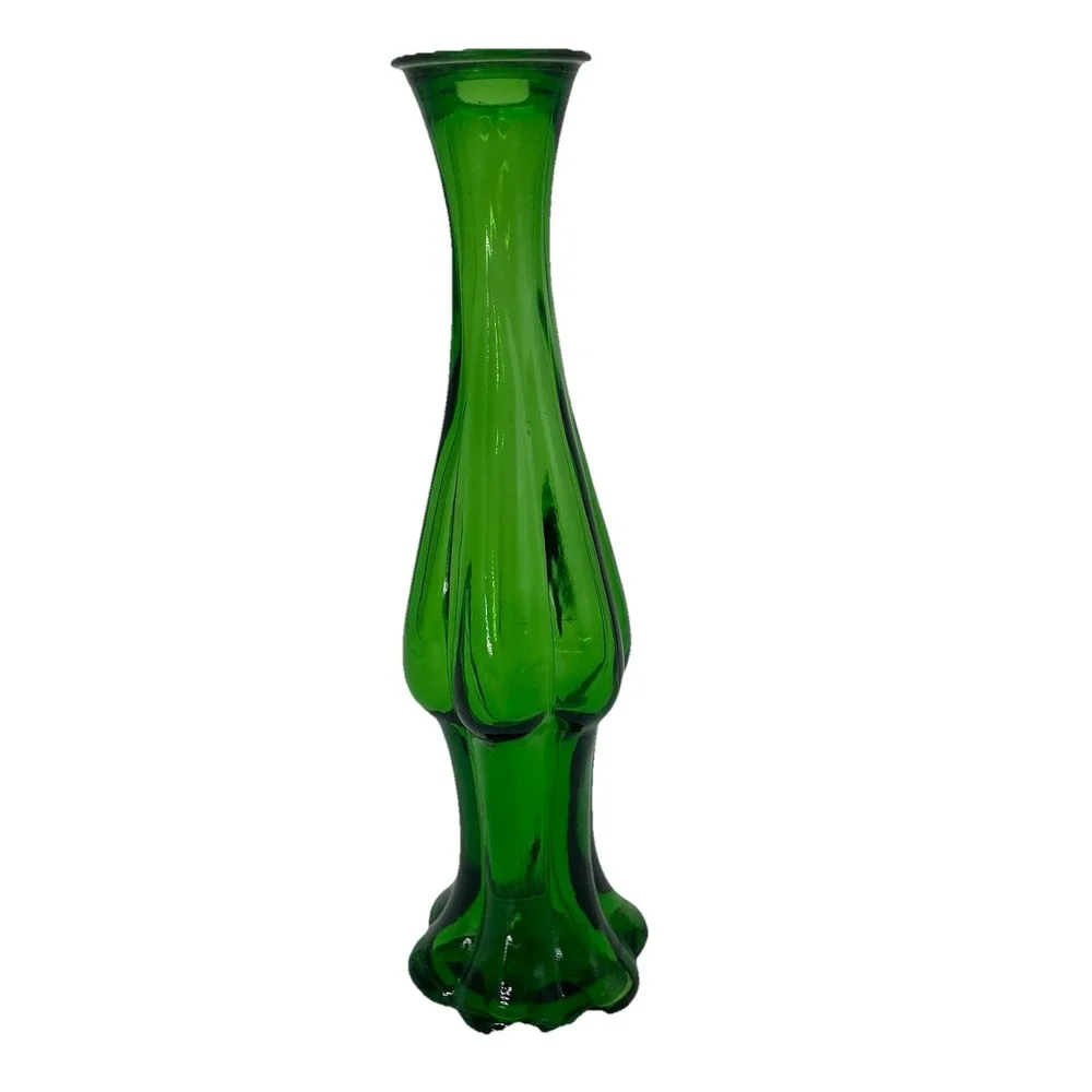 Avon Vintage Emerald Green Glass Bud Vase Cologne Bottle Empty 8
